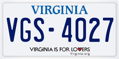 VA license plate VGS4027