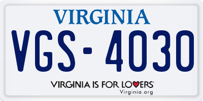 VA license plate VGS4030
