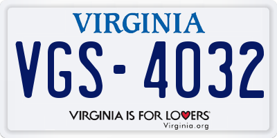 VA license plate VGS4032