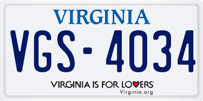 VA license plate VGS4034