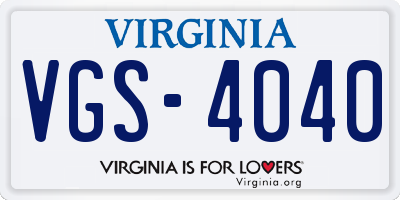 VA license plate VGS4040