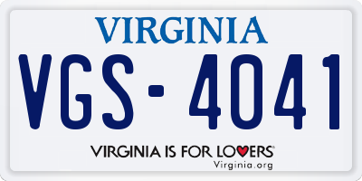 VA license plate VGS4041