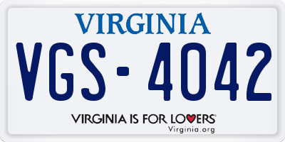 VA license plate VGS4042