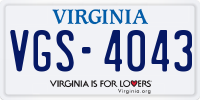 VA license plate VGS4043