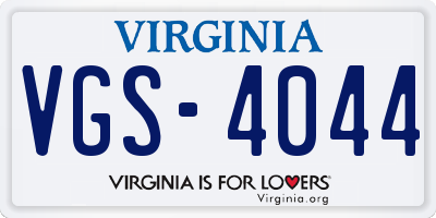VA license plate VGS4044