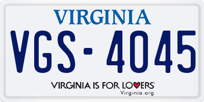 VA license plate VGS4045