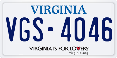 VA license plate VGS4046