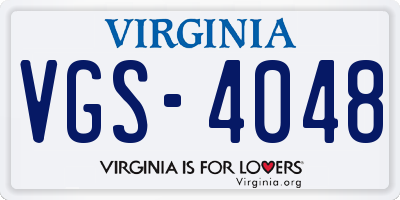 VA license plate VGS4048