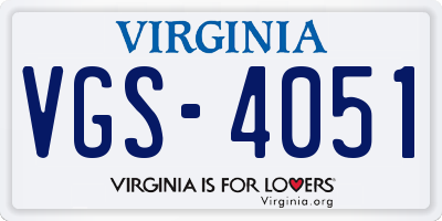 VA license plate VGS4051
