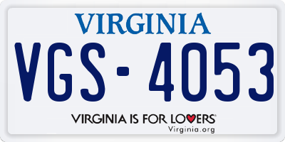VA license plate VGS4053