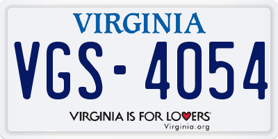 VA license plate VGS4054