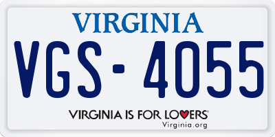 VA license plate VGS4055