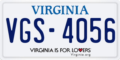 VA license plate VGS4056