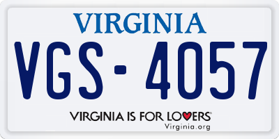 VA license plate VGS4057