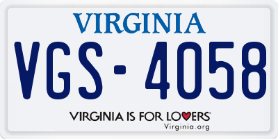 VA license plate VGS4058