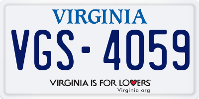 VA license plate VGS4059