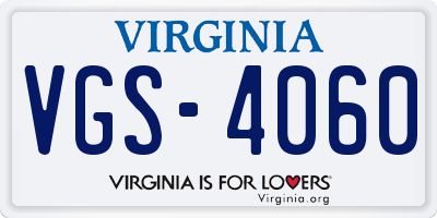VA license plate VGS4060