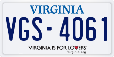 VA license plate VGS4061