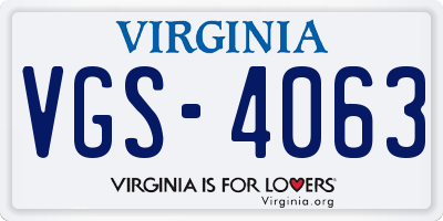 VA license plate VGS4063
