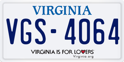 VA license plate VGS4064