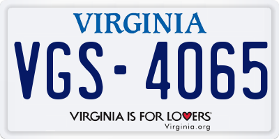 VA license plate VGS4065
