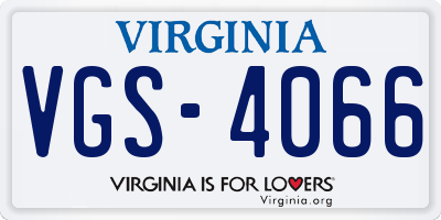 VA license plate VGS4066