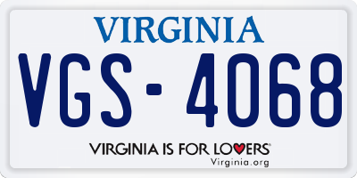 VA license plate VGS4068