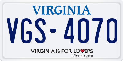 VA license plate VGS4070