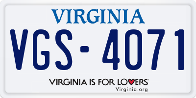 VA license plate VGS4071