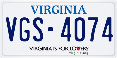 VA license plate VGS4074