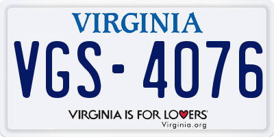 VA license plate VGS4076