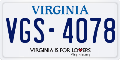 VA license plate VGS4078