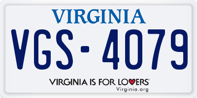 VA license plate VGS4079