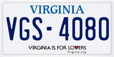 VA license plate VGS4080