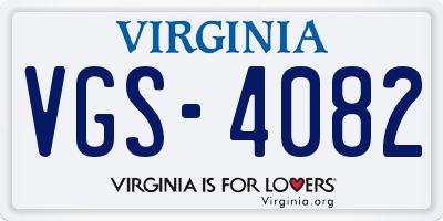 VA license plate VGS4082