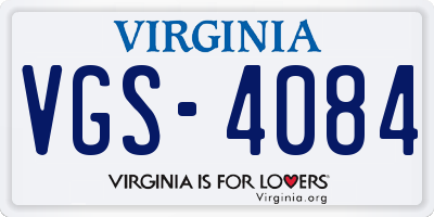 VA license plate VGS4084