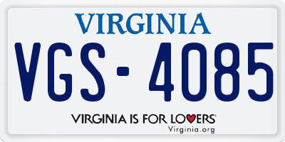 VA license plate VGS4085