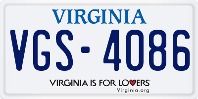 VA license plate VGS4086