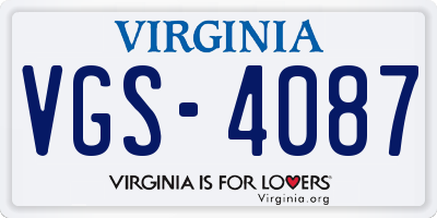 VA license plate VGS4087