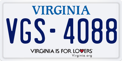 VA license plate VGS4088