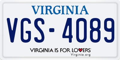 VA license plate VGS4089
