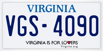 VA license plate VGS4090