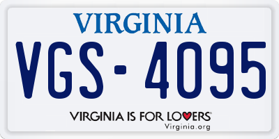 VA license plate VGS4095