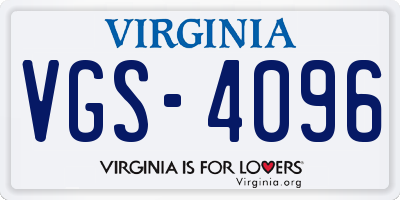 VA license plate VGS4096
