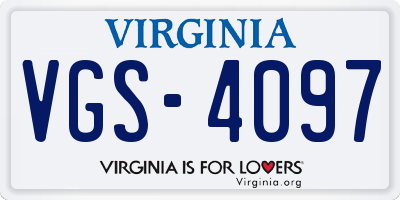 VA license plate VGS4097