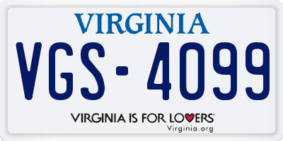 VA license plate VGS4099