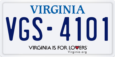 VA license plate VGS4101