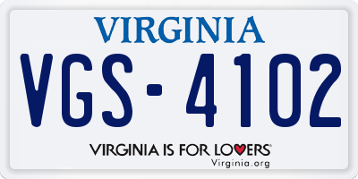 VA license plate VGS4102