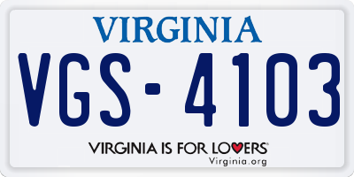VA license plate VGS4103