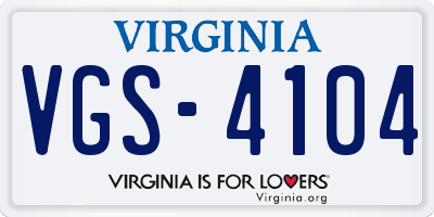 VA license plate VGS4104